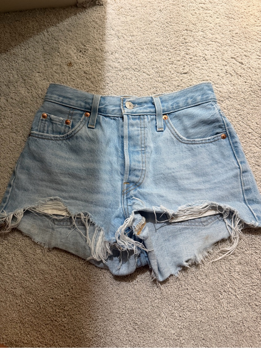 Levi's Light Blue Distressed Cutoff Denim Shorts